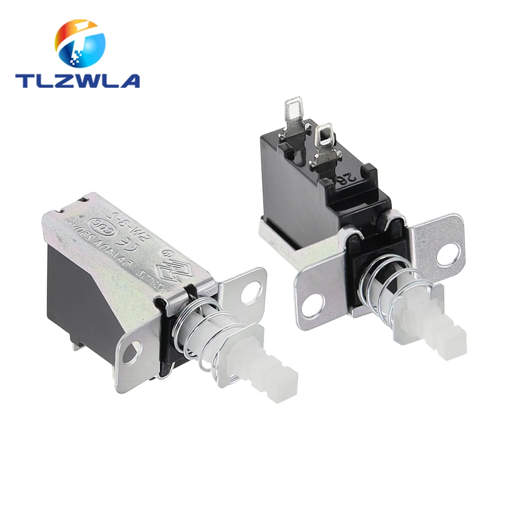 5PCS Gerade Schlüssel Selbstsichernde schalter KCD-A10 SW-3 A04 Netzschalter 2Pin Äußere Frühling 5A Für Dunstabzugshaube Image