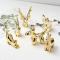 Small Gold Electroplate Ceramic Animal Figurines Swan Alpaca Dog Cat Rabbit Fox Deer Porcelain Home