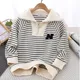 2023 Spring Boys Cotton Sweatshirts Kids Teen Stripe Pullover Sport Tops Children Long Sleeve