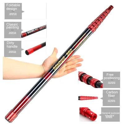 Folding Fishing Landing Hand Nets 2.1/3.0/3.6M Telescoping Flip Pole Lightweight Carp Carbon Fiber Folding Fly Tools Dip Net
