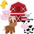 12/18inch Farm Theme KT Board Pink Pig Sheep Cow Cutout for Farm Birthday Party Baby Shower Wedding