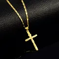 Hochwertige reine Goldfarbe Kreuz Charm Anhänger Halsketten für Frauen Männer 24 Karat Gelbgold