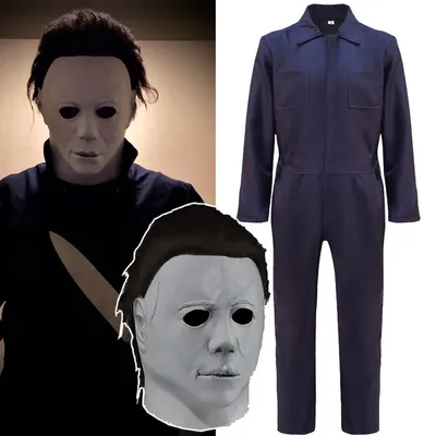 Halloween 1978 Michael Myers Kostüm Maske Cosplay Overall Horror blutigen Killer Dämon Latex Helm Image