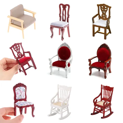 Puppenhaus Sessel Puppenhaus Möbel Miniatur Holz Stühle Mini Schaukelstuhl Hohe Stuhl Modell Möbel