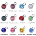 Juya 30PCS/Lot Wholesale 12 Color Colorful Crystal Charms Cz Rhinestone Birthstone Charm &Pendant