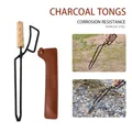 Metal Wooden Barbecue Fire Tongs Long Handle Wood Burner Fireplace Charcoal Clip Portable