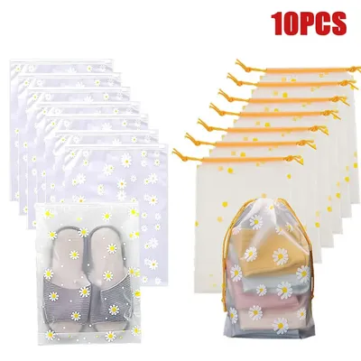 5/10PCS Travel Shoe Storage Bags Daisy Drawstring zipper Large Capacity Clothes Shoes Organizer