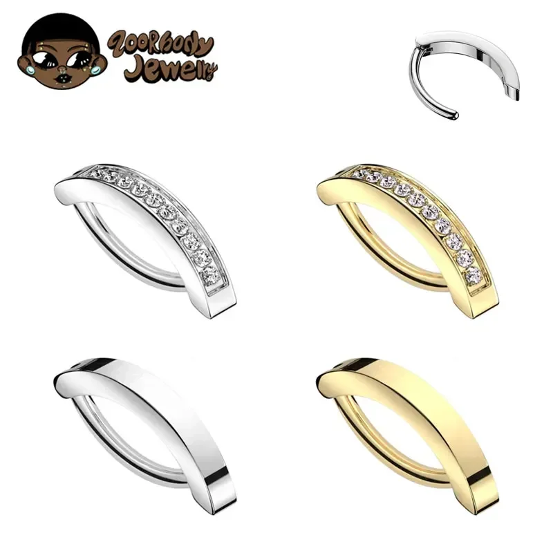 ASTM F136 Titan Reverse Curved Belly Button Navel Barbell Piercing Körperschmuck 14G Clicker Nabelpiercing Schmuck 10/12mm Image