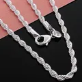 Hot Charms Fine 4MM Rope Chain 925 Sterling Silver Necklaces for Woman Men Classic Fashion Jewelry