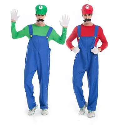 Halloween Karneval Erwachsene Männer Lustige Super Spiel Cosplay Kostüm Luigi Bros Klempner Weihnachten Kostüm Image