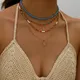 YWZIXLN Bohemian Multilayer Bunte Perlen Handgemachte Kette Mode Halsketten Blume Anhänger Schmuck