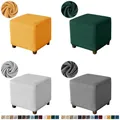 Velvet Ottoman Cover Elastic Square Rectangle Footstool Cover All-inclusive Solid Sofa Footrest