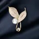 Delicate Tree Leaf Brooches Pins for Women Vintage Crystal Rhinestone Shirts Suits Lapel Brooch Pin