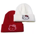 Sanrio Cute Hello Kitty Embroidered Knitted Hat Anime Figures Autumn and Winter Warm Hats Couples