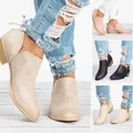 Women's 6 Boots 2022 Autumn Pointed Suede Thick Heel Booties Women Plus Size Zipper Heeled Ankle