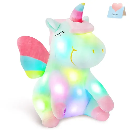 30cm LED Licht musikalische Einhorn Plüschtiere weich niedlich grün rosa leuchten Stofftiere für