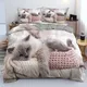 Lovely Pet Cat Duvet Cover Set (1 Duvet Cover + 1/2 Pillowcase) Soft Comfortable Cute Kitten Bedding