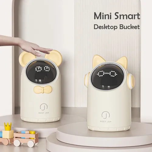 2l Mini Smart Tisch Mülleimer mit Display Haushalt Kinderzimmer automatischen Sensor Desktop Bin Bad