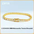 Ewya real 2.5/3/4/5/6 5mm voll Moissan ite Tennis Armband für Frauen Männer s925 versilbert 18 Karat