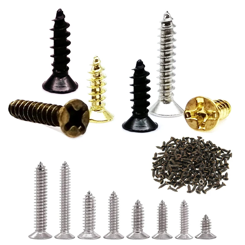 100 Stück Mini Phillips Flachsenkkopf selbstschneidende Schraube 2x5mm 2x6mm 2x8mm 2x10mm 2,5x6mm 2,5x8 2,5x10 2,5x12 3x8mm Schrauben Image