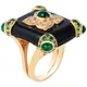 Wosikate Damen ring Vintage Smaragd glasiert schwarzen Onyx 18 Karat vergoldet elegante Damen Ring