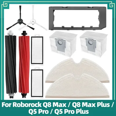 Passend für Roborock Q8 Max / Q8 Max Plus / Q5 Pro / Q5 Pro Plus Ersatzteile Haupt- und Seitenbürste, HEPA-Filter, Wischmopptücher, Staubbeutel Image