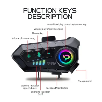 Kebidumei Bluetooth-Headset Motorrad helm drahtlose Geräusch reduzierung Kopfhörer Freis prec heinrich tung Musik spielen wasserdichten Kopfhörer Image