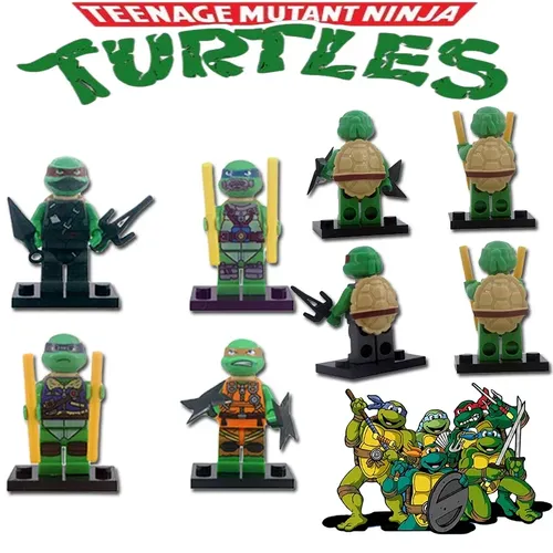 Neue 4pcs Teenager Mutant Ninja Schildkröten Blöcke tmnt kleine Partikel Puzzle Cartoon Puppe