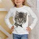 Mädchen 3d Grafik Katze T-Shirt T-Shirt Langarm 3D-Druck fallen süße Kinder 3-12 Jahre im Freien