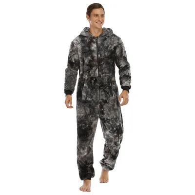 Herbst Winter Casual Flanell Onesies Hoodie Overall Pyjama Männer Overalls Hoodie Zipper Nachtwäsche Image