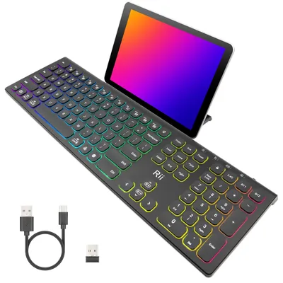 Rii rk801 Bluetooth Wireless-Tastatur RGB Hintergrund beleuchtung Silent Keyboard Number