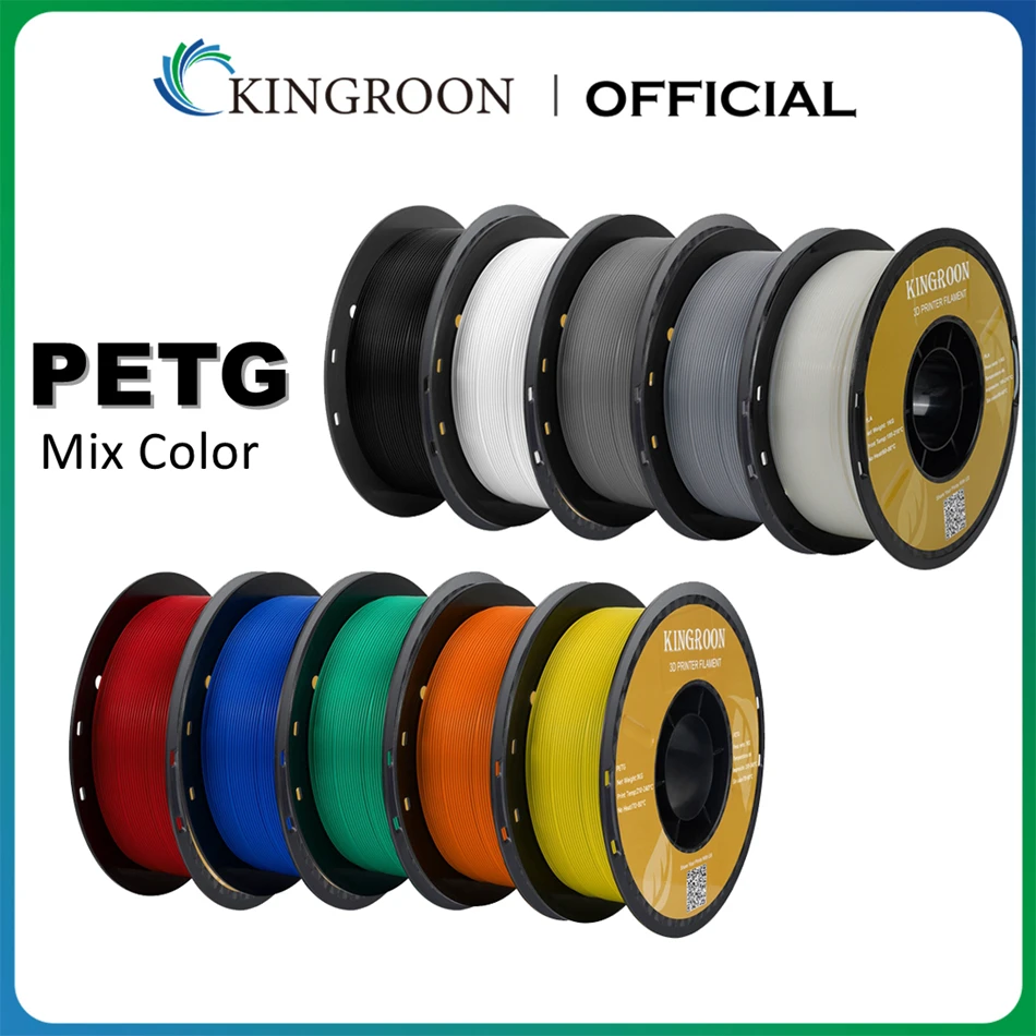 KINGROON PETG 3D-Drucker-Filament 1,75 mm 5 kg 10 kg Mischfarben 3D-Druckmaterial 1 kg/Rolle PETG-Kunststoff für FDM 3D-Drucker Image