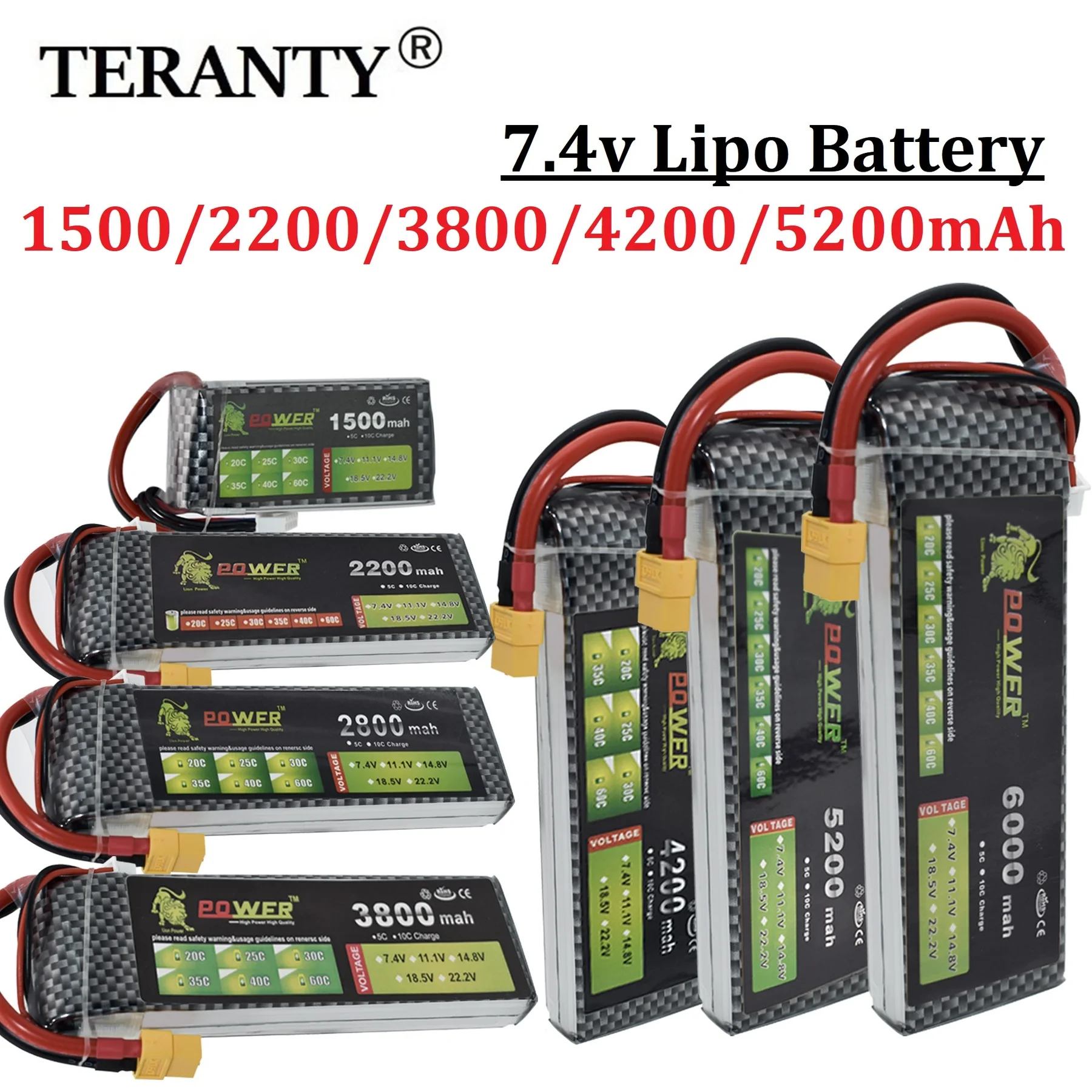 7,4 V Lipo Batterie 2S 1500 mah 2200 mah 3000 mah 3800 mah 4200 mah 5200 mah 6000 mah 10400 mah 7,4 V Dean T XT60 EC5 TRX Stecker RC Teile Image