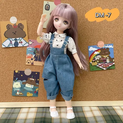 Bjd Puppen 30cm Anime Puppe komplettes Set 1/6 bjd 23 Gelenk beweglicher Körper mit Rock Hut