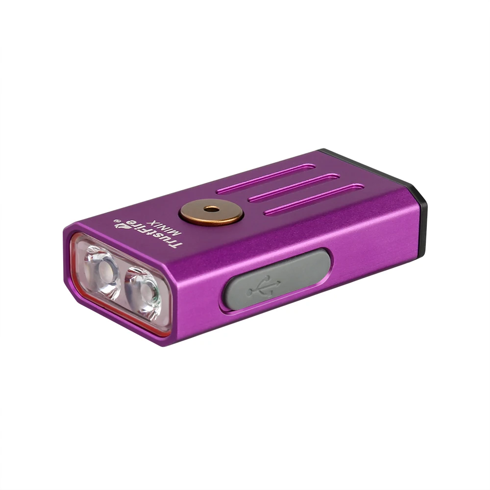 Trustfire Minix Mini EDC-Taschenlampe, Schlüsselanhänger, 320 lm, 365 nm, UV-Lampe, rotes Licht, Typ C, USB wiederaufladbar, bunt, Geschenk, 2 Modi, LED-Taschenlampe Image