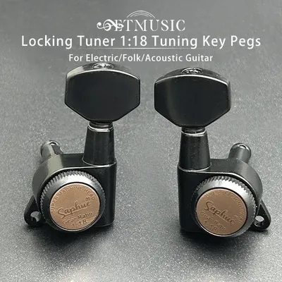 SAPHUE Gitarren-Locking-Mechaniken, 1:18, Lock String Tuning Key Pegs, Maschinenkopf, sechseckiger Griff für elektrische Folk-Akustikgitarren