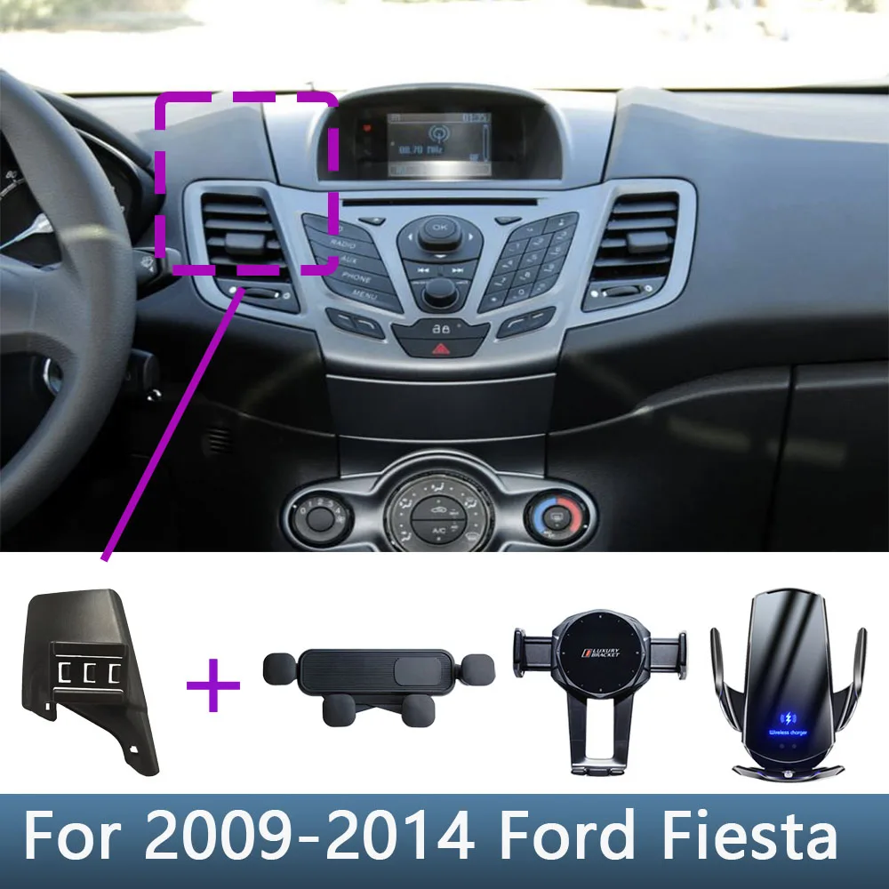 Für Ford Fiesta 2009 2010 2011 2012 2013 2014 Auto Telefon Halter Spezielle Feste Halterung Basis Drahtlose Lade Innen Zubehör Image