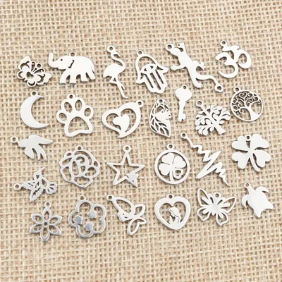 30pcs 316 Edelstahl Charms Elefanten Mond Sterne Herz Kleine Anhänger DIY Schmuck Machen Zubehör für