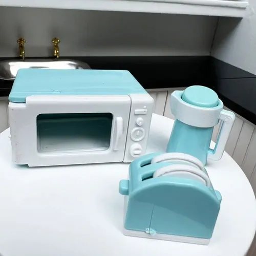 Puppenhaus Möbel Spielzeug Küchen geschirr Szene Modell Mini Wasserkocher Puppenhaus Mikrowelle