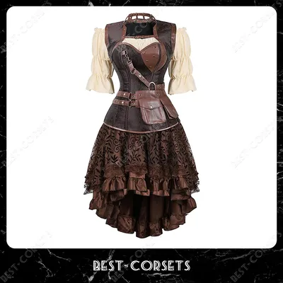 Steampunk-Korsettkleid, Piratenkostüm für Damen, Halloween, mittelalterliche Bluse, Image