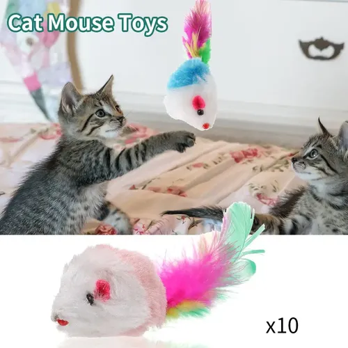 10 Stück Katzenmaus Spielzeug Mäuse Rassel Set interaktives Katzen spielzeug für Indoor-Katzen und