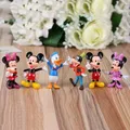 6PCS Disney Mickey Minnie Maus Donald Duck Action Figur Spielzeug Sets Cartoon Kuchen Dekoration