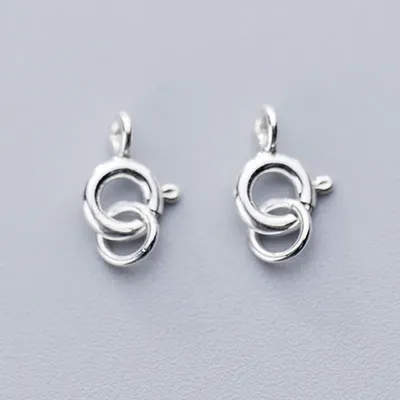 2 stücke 100% 925 Sterling Silber Frühling Schließe Stecker 5mm Silber Frühling Haken Mit Ring Für