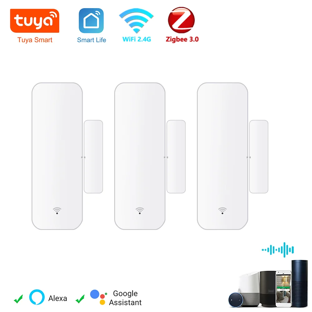 Tuya WiFi Zigbee Türsensor Kontaktsensor Offen Geschlossen Detektor Smart Home Alarm Sicherheitsschutz Arbeiten Sie mit Aleax Smart Life Image