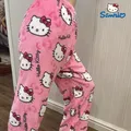 2023 Sanrio Hallo Kitty Pyjama Halloween Flanell Mode Hosen Frauen Kawaii Wolle Anime Cartoon lässig