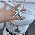 Metall Übertreiben Persönlichkeit Große Pentagramm Stern Anhänger Halskette für Frauen Unisex Y2K