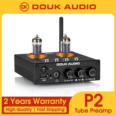 Douk Audio P2 HiFi Vakuum Tube Preamp Bluetooth 5,0 Empfänger Stereo Kopfhörer Verstärker USB Musik Image