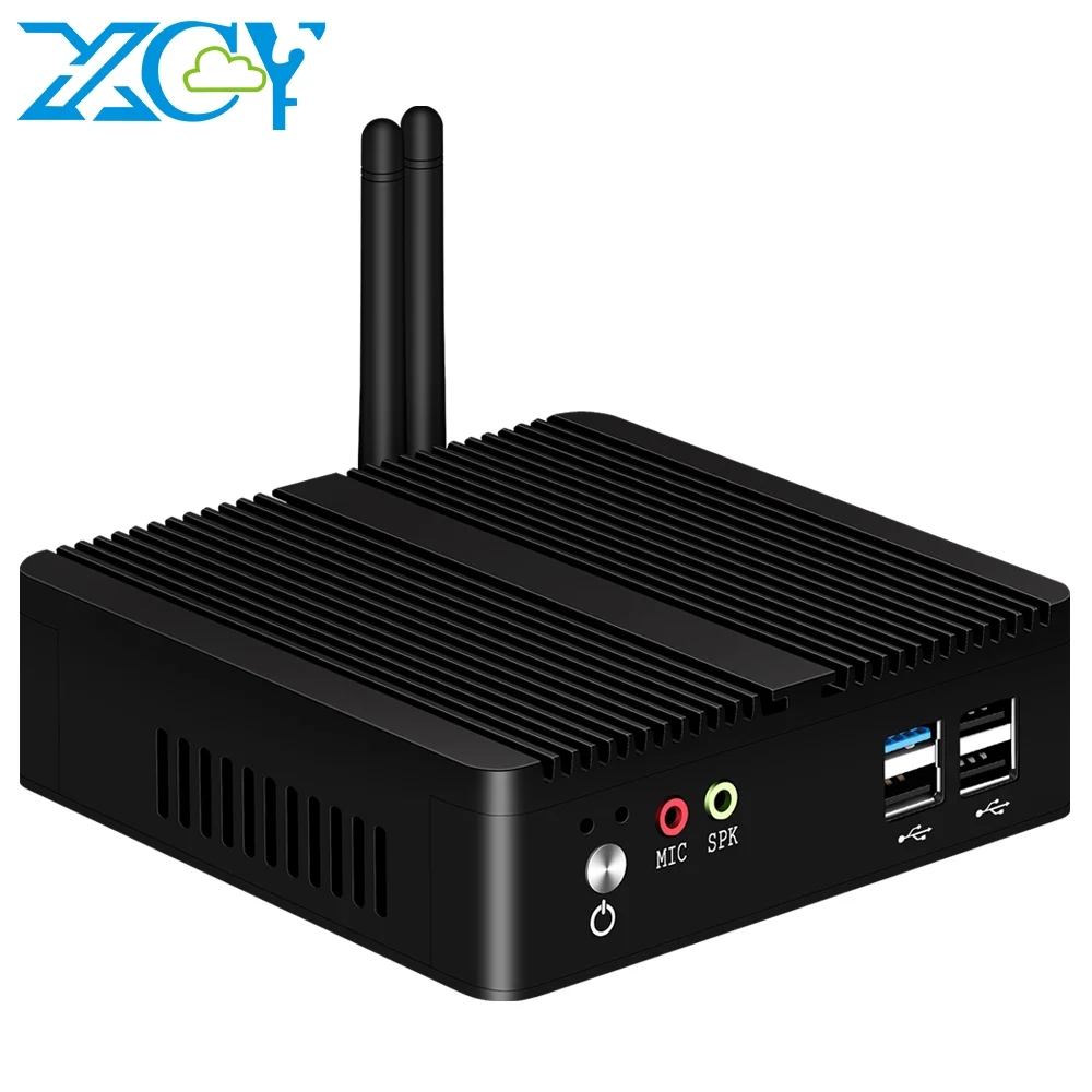 XCY Lüfterloser Mini-PC Intel Celeron J1900 Quad Cores Gigabit Ethernet 4x USB HDMI VGA Display Unterstützt WiFi Windows Linux/Ubuntu Image