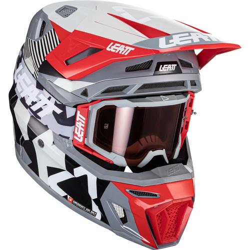 Leatt 8.5 Forge 2024 Motocross Helm mit Brille, schwarz-grau-rot, Größe XL