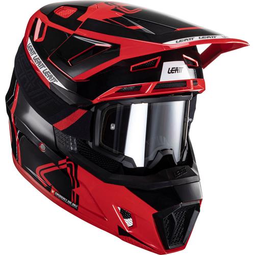 Leatt 7.5 V24 Motocross Helm mit Brille, schwarz-rot, Größe S